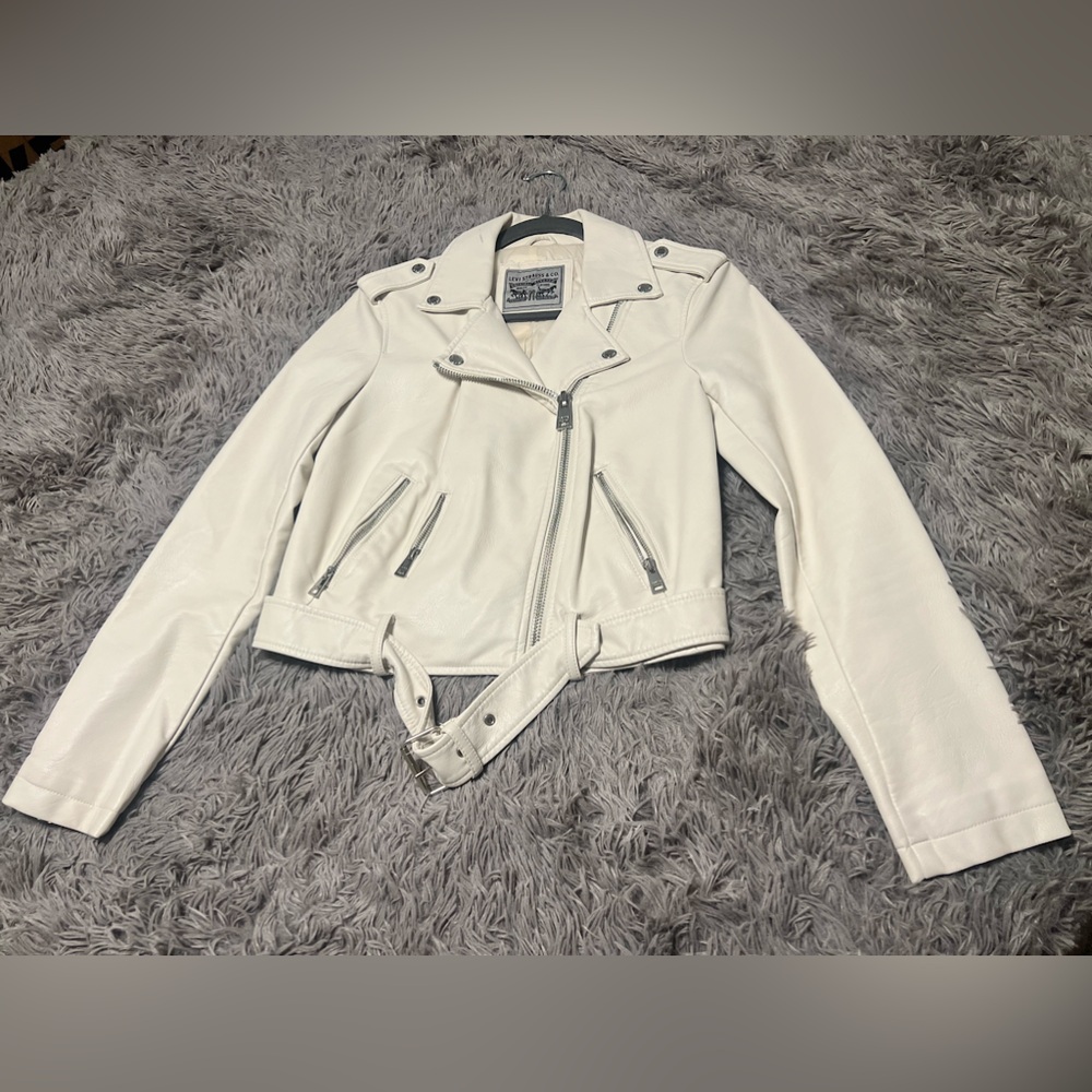 Beige/Cream Faux Leather Moto Jacket from Levi's🔥